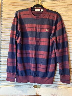 Lacoste Men XL Striped Cotton Crewneck Sweater NWOT